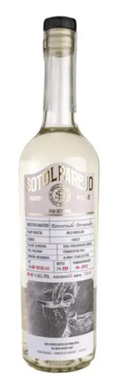 Parejo Bienvenido Fernandez Sotol Wheeleri bottle
