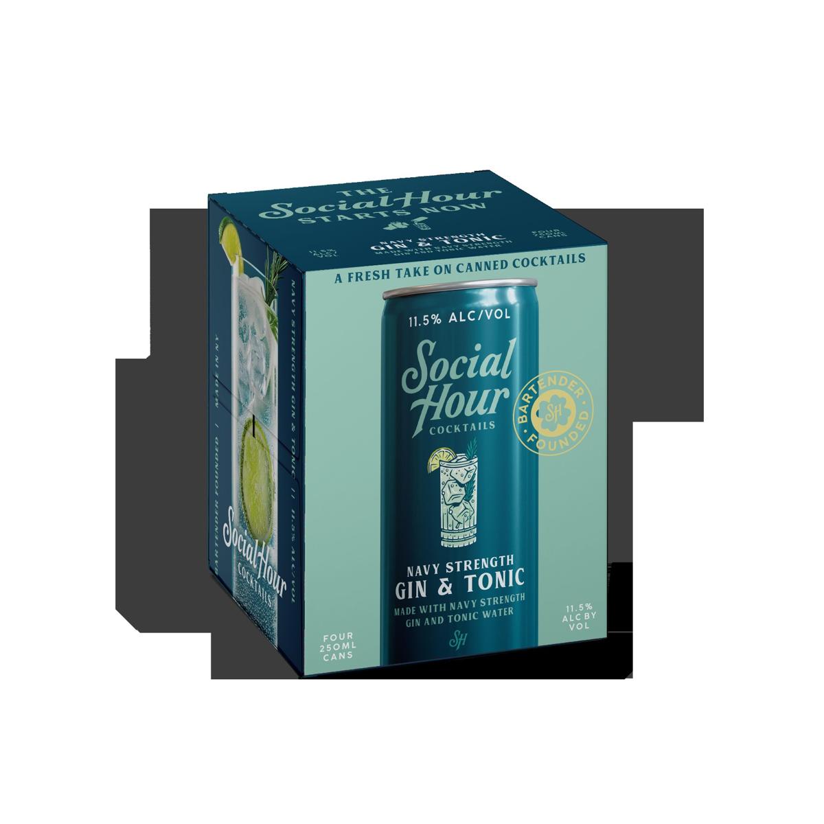 Social Hour Cocktails Navy Strength Gin&Tonic 4Pk bottle